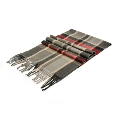 Шарф ДЖОРДАН клітинка бордо/сірий/бежевий